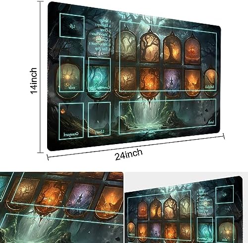 MTG Playmat Size 24x14in Free Storage Bags Non-Slip Backing Printing, Ideal for Card Game Enthusiasts TCG Playmat (with Zone,The Last Card)