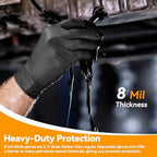 8 Mil Nitrile Gloves, Disposable Powder & Latex Free Heavy Duty Industrial Gloves Raised Diamond Texture for Mechanic