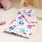 JOIEDOMI Toddler Nap Mat for Preschool 55''x30'' Sleeping Mat with Removable Pillow and Minky Blanket for Kids Ages 3-7 Roll Up Soft Kids Sleeping Bag for Boys Girls Kindergarten Daycare Sleepover