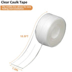 Clear Caulk Tape Waterproof Self Adhesive, Peel & Stick Bathroom Chalk Tape Toilet Bowl Bath Tub Kitchen Strip Floor Wall Tile Window Stove Sink Caulking, Cleaner Than Silicone, Caulk, Grout, Glue