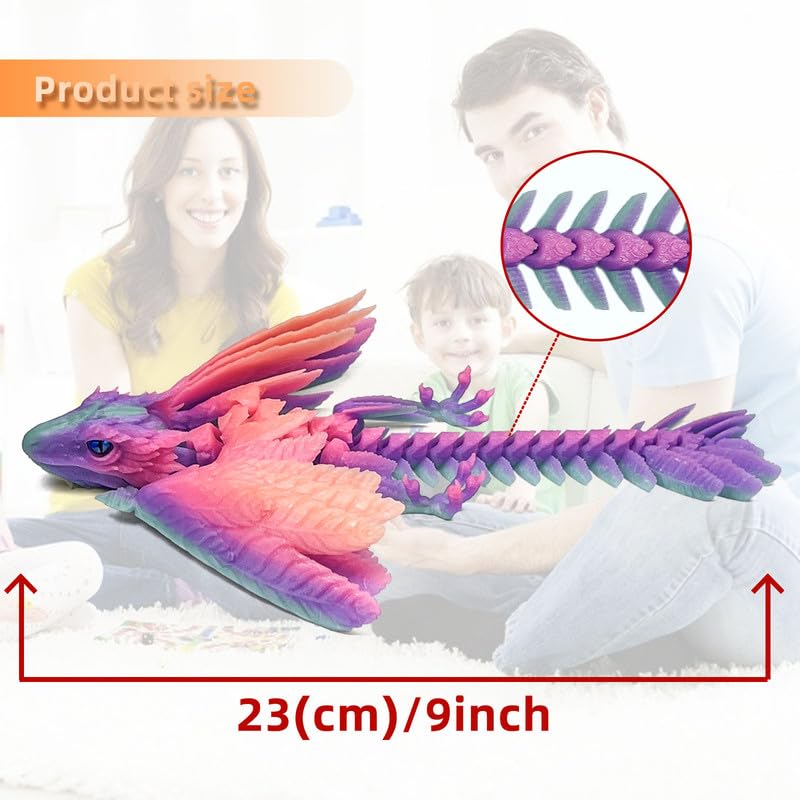 SGYYSG Feathered Wyvern Dragon,3D Printed Dragon, Articulated Dragon with Wings, 3D Printed Toys, Desktop Pet - Indulge in The Enchanting Realm of Dragons (Rainbow Noctilucent)