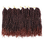 Leeven 8 Packs 10 Inch Ombre Ginger Passion Twist Hair for Women Copper Red Bomb Pre Twisted Water Wave Crochet Braids Hair Pre Looped Curly Bohemian Synthetic Braiding Hair Extensions 12 Strands/Pack