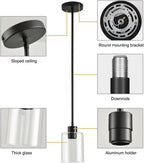 KLSS Black Pendant Lights Kitchen Island,Modern Farmhouse Glass Pendant Light,Light Fixture Kitchen Pendant Mini Hanging Light Fixture for Sink (1 Pack Black stem Rod)