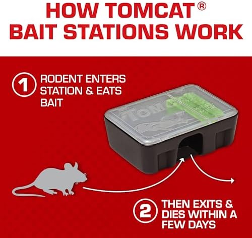 Tomcat Mouse Killer Disposable Station for Indoor/Outdoor Use - Child & Dog Resistant, 2 Stations with 1 Bait Each