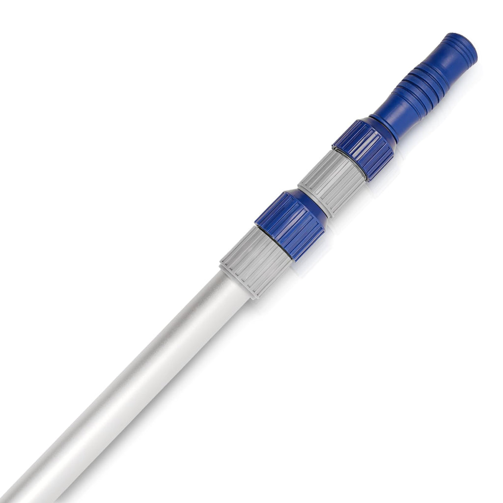 Poolvio 12 FT Telescopic Swimming Pool Pole - Adjustable 2 Piece Aluminum Pool Pole for Pool Cleaning Skimmer Nets Vacuum Heads & Brushes, Strong Grip & Lock