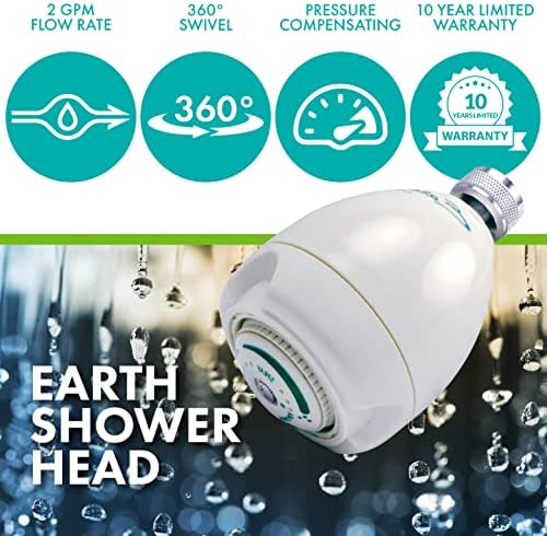 Niagara Conservation N2920 Earth Spa 3-Spray with 2 GPM 2.7-in. Wall Mount Adjustable Fixed Shower Head in White, 1-Pack | Bathroom Shower Head Sprayer with Pressure Compensation Technology