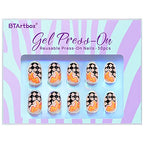 BTArtbox Press On Nails Short - Halloween Press On Nails Oval Fake Nails with Nail Glue, Fit Perfectly & Natural False Nails in 15 Sizes Soft Gel Glue On Nails Kit, Waves Chess