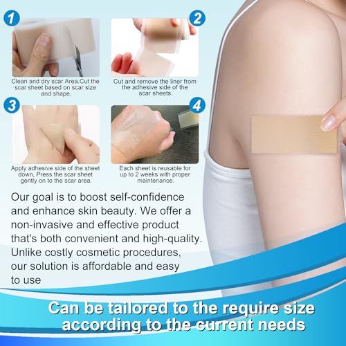 Medical Grade Silicone Scar Tape for Surgical Scars (1.6" x 120" - 3M) Professional Silicone Scar Sheets Scar Treatment for Face Wrinkles, C Section Recovery, Keloid Bump Removal Silicone Scar Patches