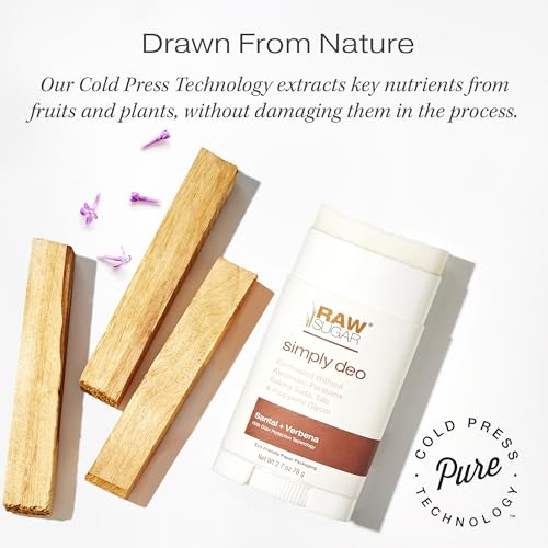 RAW SUGAR Aluminum Free Deodorant Stick, Simply Deo Bundle (Pack of 3) Whole Body Deodorant for Women & Men, Clean Formulated without Baking Soda, Talc & Parabens, Santal + Verbena Scent