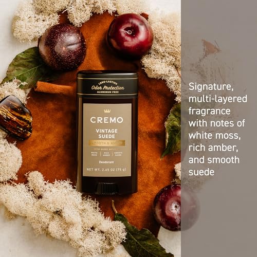 Cremo Deodorant, Vintage Suede, Long Lasting Odor Protection, 2.65 Oz