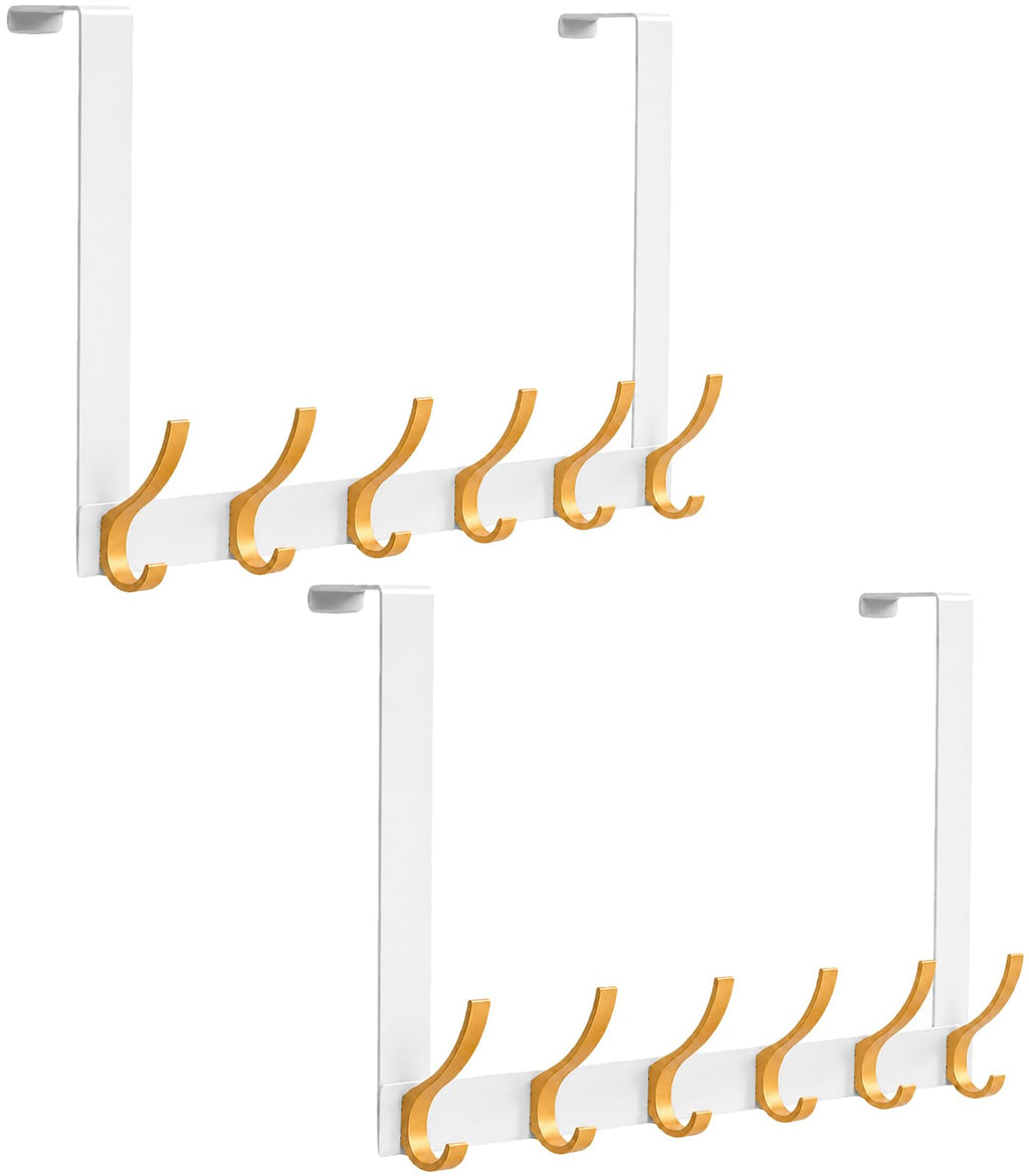 Peasulin 2 Pack 11" Over the Door Hook Rack, 6 Double Hooks