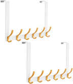 Peasulin 2 Pack 11" Over the Door Hook Rack, 6 Double Hooks