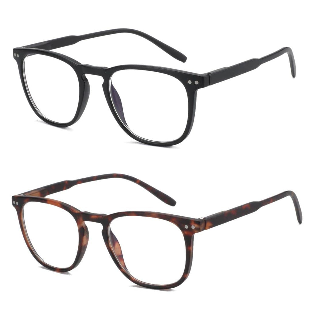 BLUEMOKY Reading Glasses for Women Men, Blue Light Blocking Glasses 2 Pack, Computer Readers, Spring Hinge(1.00x)