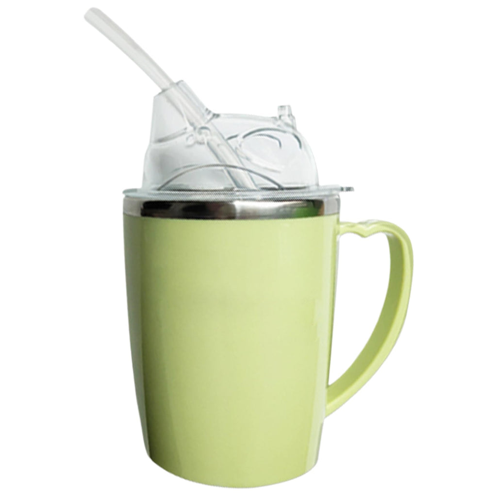 Peosaard Adult Sippy Cup, Beakers for Elderly, 350ml Spill Proof Adult Sippy Cup with Straw, 3-in-1 Stainless Steel Dysphagia Cups with Handle
