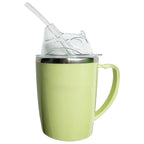 Peosaard Adult Sippy Cup, Beakers for Elderly, 350ml Spill Proof Adult Sippy Cup with Straw, 3-in-1 Stainless Steel Dysphagia Cups with Handle