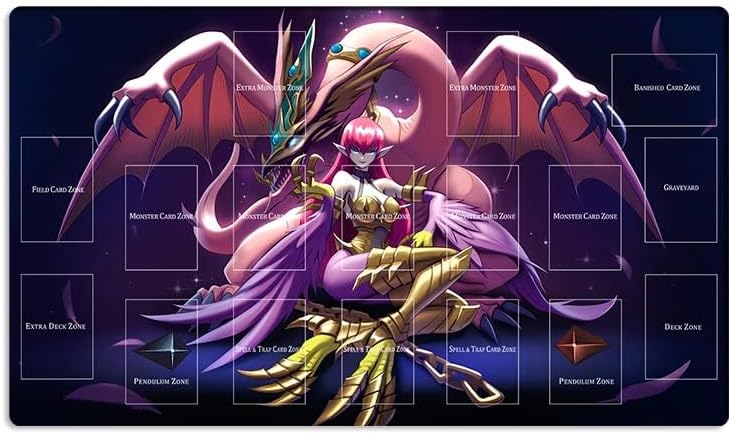 New Playmat Harpie Lady & Pet Dragon TCG CCG Trading Card Game Mat with Zones + Free Bag (ZD039-409-A)