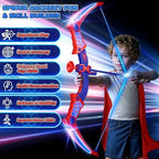 Spider Toys for Boys Age 3-4 4-6 6-8 8-12, Kids Toy BowArrow Shooting Set with Red & Blue LED Lights, Spider Quiver & Web Target, 8 Suction Cup Arrows, Toys Gifts for 3 4 5 6 7 8 9 10 12 Year Old Boys