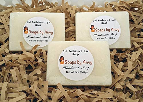 Old Fashioned Lye Soap Organic Natural Handmade Bar for Face and Body - 3 pack