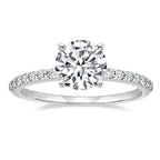 EAMTI 925 Sterling Silver 1.2 CT Round Solitaire Cubic Zirconia Engagement Ring Halo Promise Ring Size 7