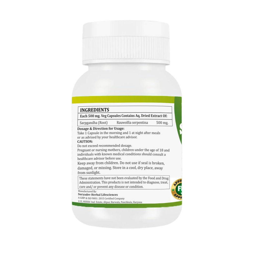 Morsan Healthcare Sarpgandha (Rauwolfia Serpentina) Capsules – Pack of 2 x 60 Veg Capsules | 500 mg Herbal Extract | Natural Ayurvedic Supplement for Daily Wellness