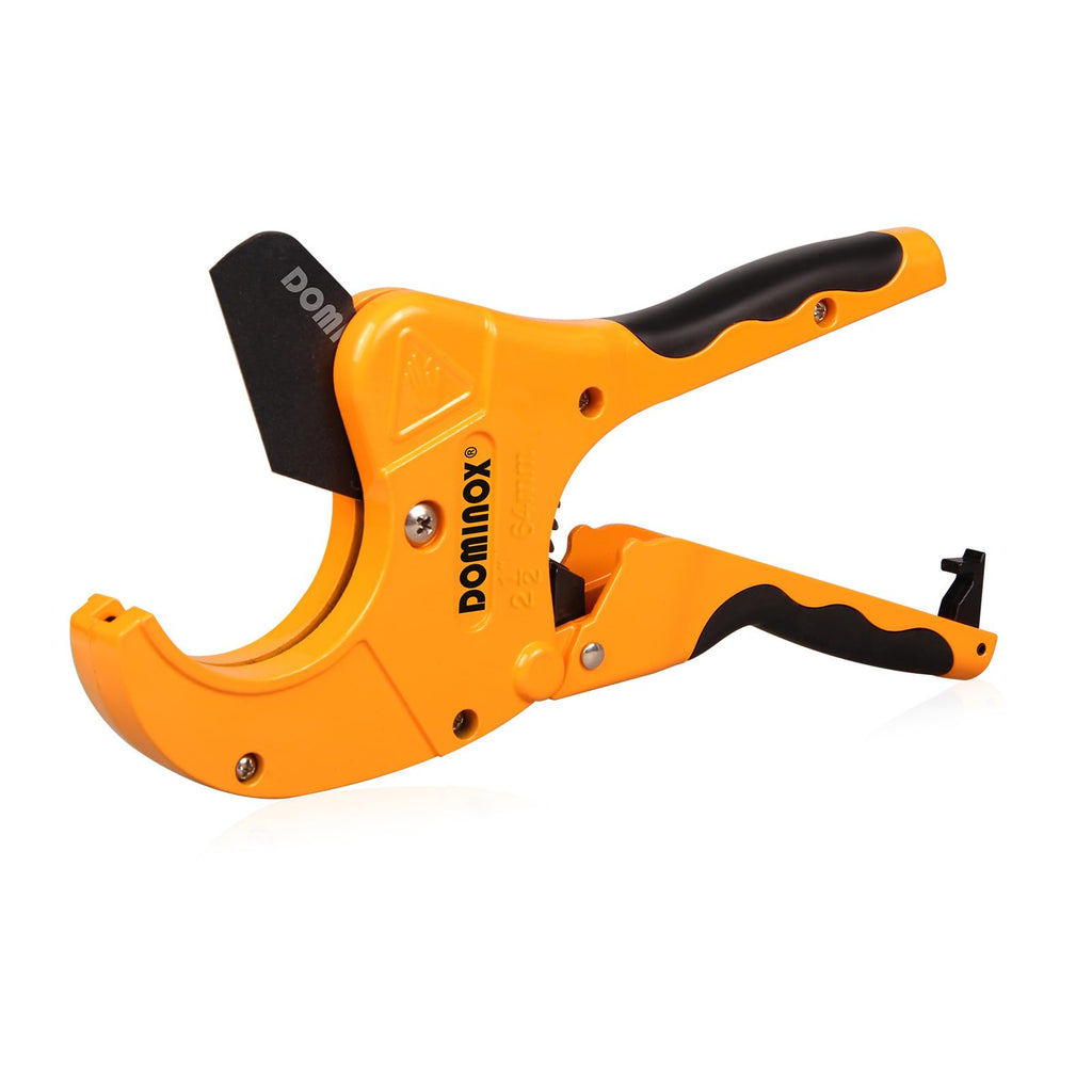 DOMINOX PVC Pipe Cutter, Cuts up to 2-1/2" PEX, PVC, PPR, Plastic Hoses& Plumbing Pipes,Ratchet PVC Cutter Tool with SK5 Blade and Aluminum Alloy Body