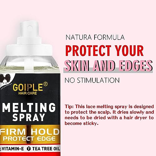 Lace Melting Spray Glue-Less Hair Adhesive for Wigs, Lace Bond Adhesive Spray Wig Melting Spray for Closure Front Extensions, Melting Spray for Lace Wigs Natural Finishing Hold Protect Edge Kit