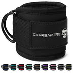 Gymreapers Ankle Strap (Single) For Cable Machine Kickbacks, Glute Workouts, Lower Body Exercises - Adjustable Leg Strap with Neoprene Padding (Black, Single)
