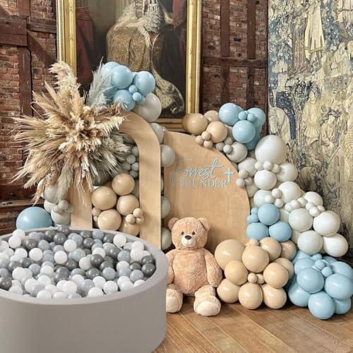GOGOSO Ball Pit Balls for Toddler, Baby Plastic Playballs Kids Soft Pastel Pelotas Non-Toxic BPA-Free Gray+Pearl Gary+ White, 200 Balls