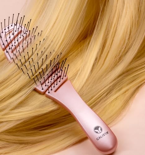 CALISTA Smoothie Hair Brush | Vented Design & Flexible Bristles Work in Wet & Dry Hair | Ergonomic Handle Detangles Without Pulling | Pain-Free Hair Accessories | All Hair Types (Pink)