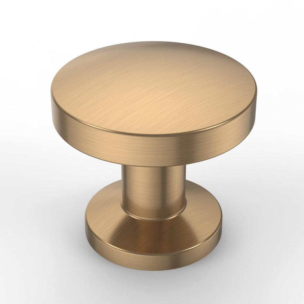 Amerdeco 10 Pack Champagne Bronze Cabinet Knobs Single Hole Cabinet Pulls Round Kitchen Cabinet Knobs Drawer Knobs Dresser Knobs and Pulls for Bathroom Cabinets ZH0051