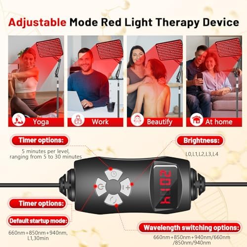 Red Light Therapy for Body, 940nm Red Light Therapy Lamp with Adjustable Stand, Infrared Light Therapy for Body, 660nm Red Light Lamp&850nm Redlight Therapy Device for Body Head Pet