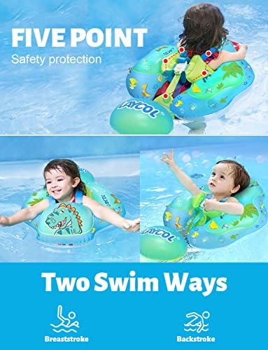 LAYCOL Baby Swimming Float Inflatable Baby Pool Float Ring with Sun Protection Canopy,add Tail no flip Over for Age of 3-36 Months