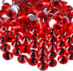 ss34 Red Glass Rhinestones 288 Pcs, 7.0 mm Big Light Siam Flatback Rhinestone, Diamond Cut Gems for Crafts, Face Mask, Makeup, Tumbler, Shoes, Clothing