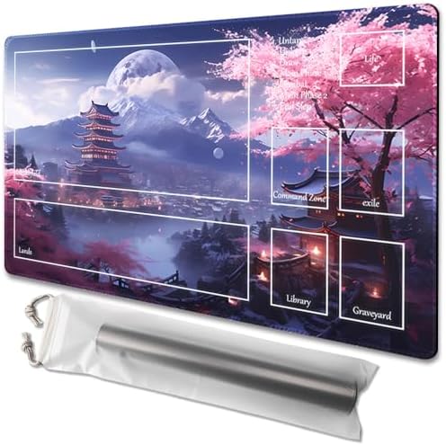 MTG Playmat - Non-Slip Backing Printing, Ideal for Card Game Enthusiasts TCG Playmat (Cherry Blossom rain-Deck)