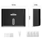 PLUSSEN Paper Towel Dispenser Wall Mount, Adhesive No Drilling Multifold Trifold C Fold Commercial Hand Towel Dispenser,Black