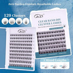 GAQQI Lash Clusters Manga Eyelash Clusters 10-14mm Wet Look Spiky Cluster Lashes 120PCS, Cluster Eyelash Extensions C Curl, Invisible Band Ultra-thin & Soft Clear Band False Lashes (HEROINE)