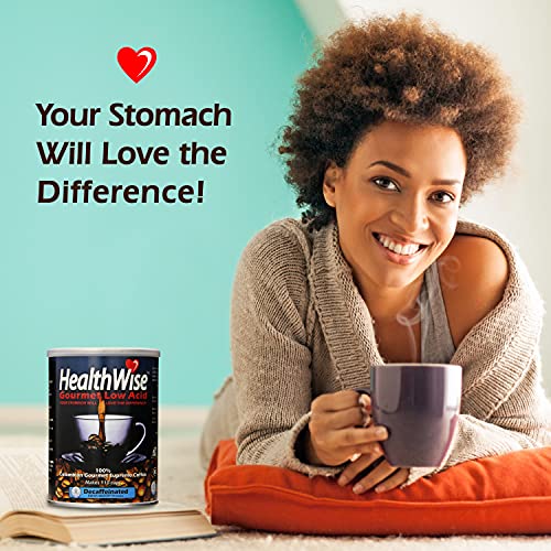 Healthwise Low Acid Decaf Ground Coffee, Chemical-Free Swiss Water Process, 99.9% Caffeine Free, 100% Colombian - Medium Roast, Healthier Coffee for Sensitive Stomachs-12 Ounce Cans (Pack of 12)