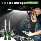SYLSTAR Work Light for Mechanic, 2400LM LED, 4400mAh Rechargeable, Magnetic, Underhood Work Light with Hooks for Car Repairing/Inspection/Garage/Workshop/Emergency
