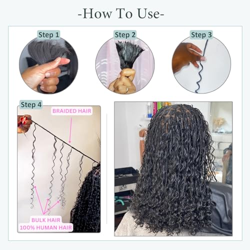 Human Braiding Hair - 22 Inch Blonde Deep Wave Bulk Hair for Braiding Boho & Micro Bohemian Braids - 100g