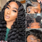 Loose Deep Wig Lace Front Wigs Human Hair Wigs for Black Women 13x4 HD Transparent Lace Frontal Wigs Human Hair Pre Plucked 200% Density Loose Deep Glueless Wigs Natural Black Color 26 inch