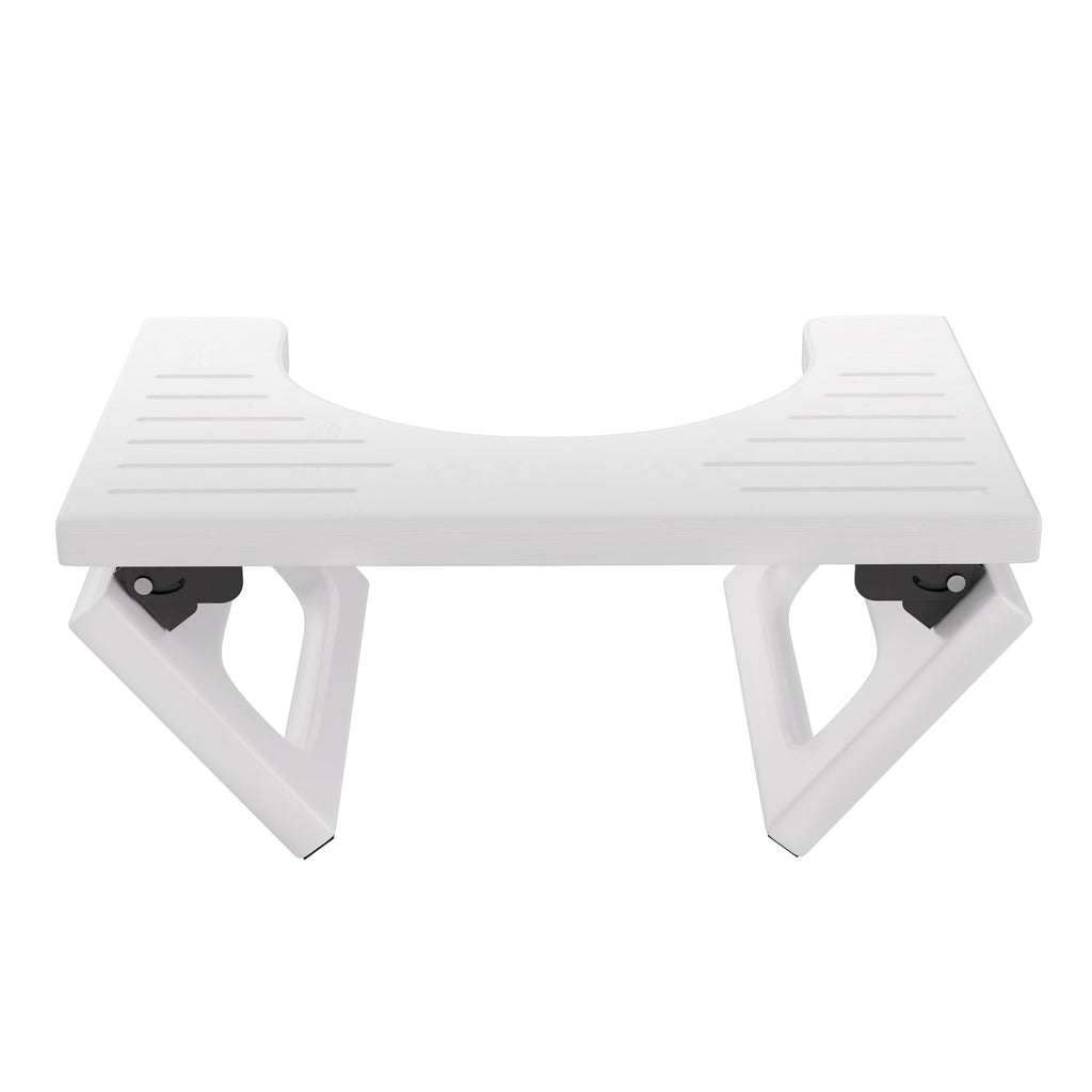 AmazerBath 7 Inches Bamboo Toilet Stool Squat for Adults, Foldable Poop Stool for Bathroom, 0.79" Thickness Potty Step Stool with Non-Slip Strip, No Assembly Required, Space-Saving, White