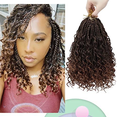 Goddess Box Braids Crochet Hair 10 Inch Bohemian Box Braids Crochet Hair with Curly Ends Boho 3X Synthetic Crochet Braiding Hair for Women (7 pack, 1b/30#)