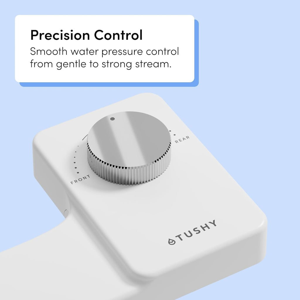 TUSHY NEW Fresh Dual Nozzle Cool Water Bidet: Ultra Slim Toilet Seat Attachment Sprayer with Luxury 2 in 1 Front & Rear, Self-Cleaning, 180º Clean (DIY Install, 10 Minutes), Non-Electric, Bamboo Knob