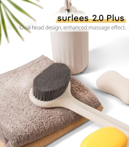surlees Back Scrubber for Shower, Bath and Body Brush for Elderly, Men and Women, 15 Inch / 38 CM (Purple, Soft-6)