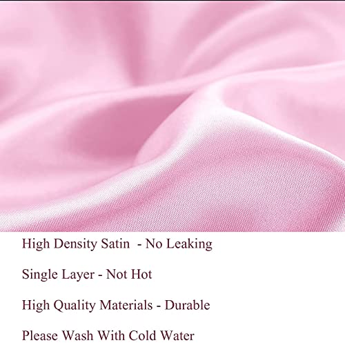 Satin Silk Bonnet Hair Cap: Long Bonnets with Elastic Tie Band Adjustable Straps Jumbo Size Sleep for Sleeping Comfortable - Stretchy Tie Band Bonnets for Women Long Braid Curly Hair No Slip-Off Pink