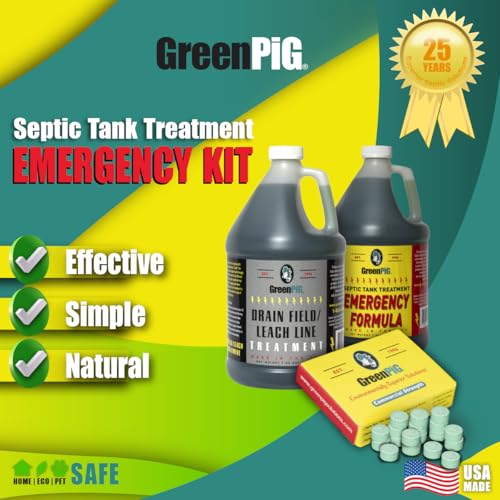 GREEN PIG Drain Field Cleaner, Septic Safe Drain Clog Remover, Treatment for Quickly Clearing Leach Field System Clogs, Back-Ups, and Foul Odors in Septic Tank Systems