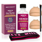 Clear Wig Bond Glue 1.7oz/50ml with Wig Band, Wig Caps |Swimming Allowed| Waterproof Wig Glue for Front Lace Wig Extremely Strong Hold Lace Glue for Wigs, Wig Install Kits (1.7oz Wig Glue kit)