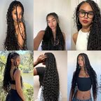 Liang Dian 8 Packs Box Braids Crochet Hair with Curly Ends 24 Inch Boho Crochet Hair Box Braids Goddess Braids Pre looped Crochet Hair for Black Women (24 Inch 1B)