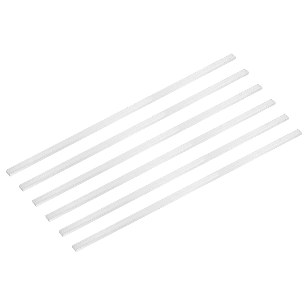 MECCANIXITY 6 Pcs Square Aluminum Flat Bar, 3/16" (5mm) Thick x 3/8" (10mm) Width x 16" (406.4mm) Long 6061 Aluminum Flat Plate Solid New Mill Stock Silver for Industrial Building