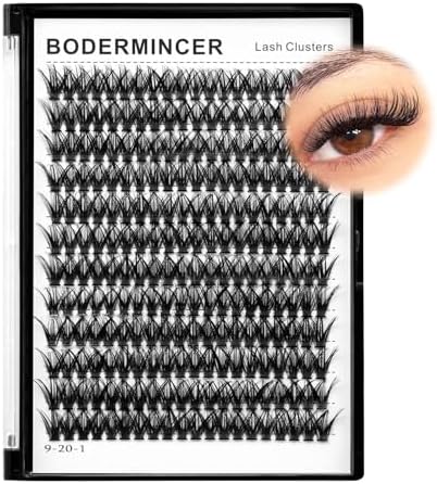 Bodermincer Lash Extension 240pcs C Curl 10D/20D Cluster Mixed, 8/9/10/11/12mm,10/11/12/13/14mm,12/13/14/15/16mm Mixed 8-10-12-14-16mm MIX Individual Cluster Lashes (50D-D Curl-8mm)